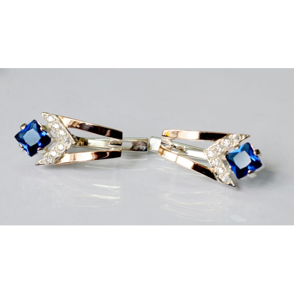 Серебряные серьги с золотыми пластинами (027с)