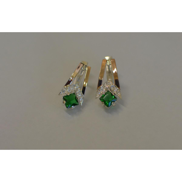 Серебряные серьги с золотыми пластинами (027с)