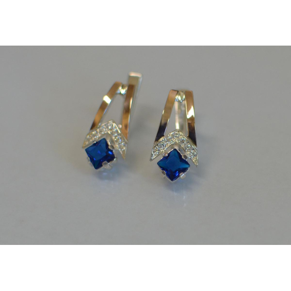 Серебряные серьги с золотыми пластинами (027с)