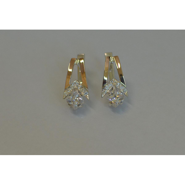 Серебряные серьги с золотыми пластинами (027с)