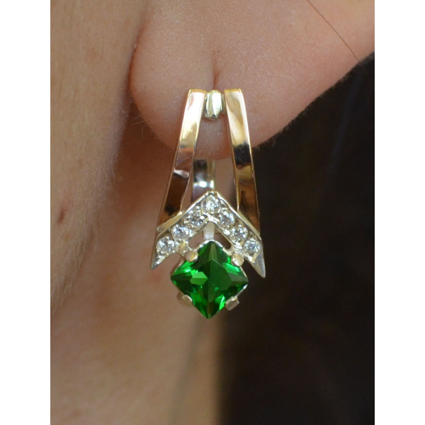 Серебряные серьги с золотыми пластинами (027с)