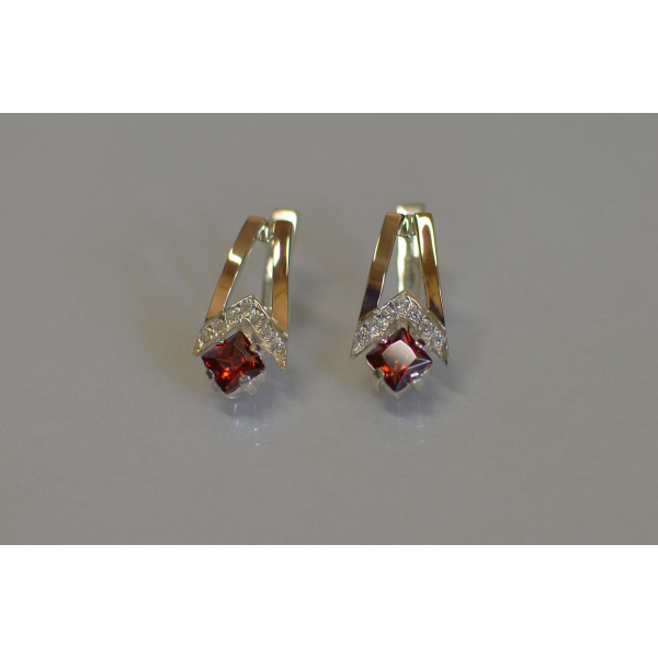 Серебряные серьги с золотыми пластинами (027с)