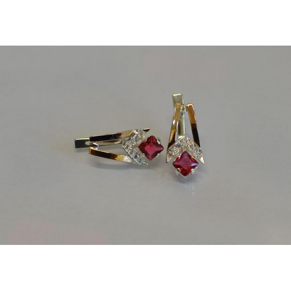 Серебряные серьги с золотыми пластинами (027с)