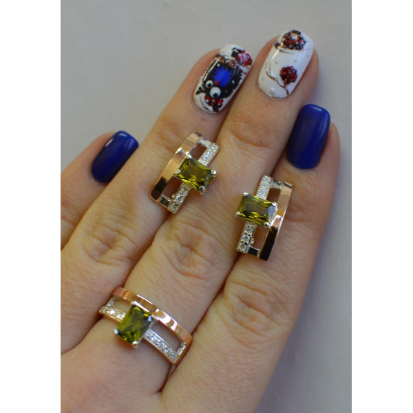 Серебряный гарнитур с золотыми напайками (028)