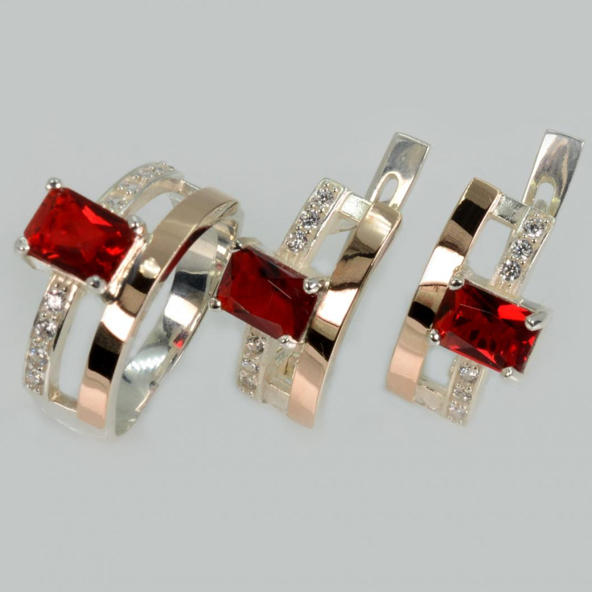 Серебряный гарнитур с золотыми напайками (028)