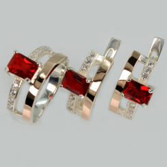 Серебряный гарнитур с золотыми напайками