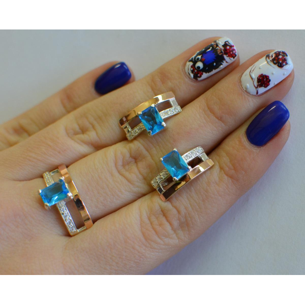 Серебряный гарнитур с золотыми напайками (028)