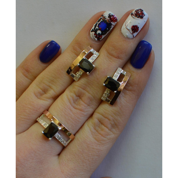 Серебряный гарнитур с золотыми напайками (028)