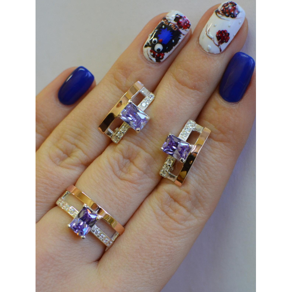 Серебряный гарнитур с золотыми напайками (028)