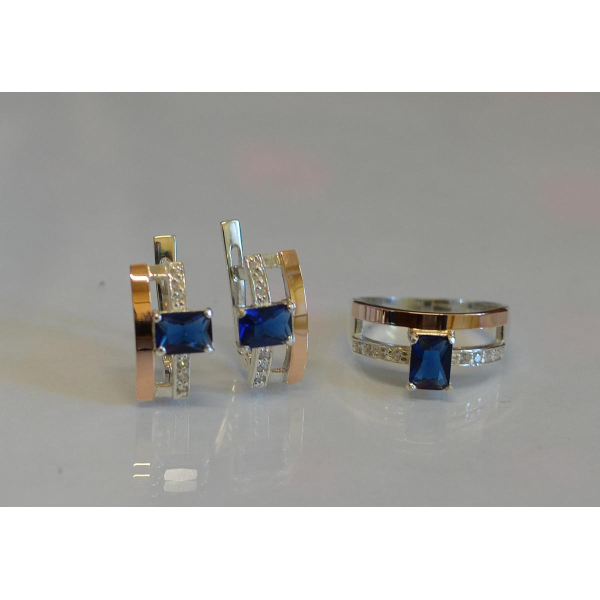 Серебряный гарнитур с золотыми напайками (028)