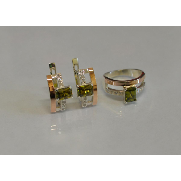 Серебряный гарнитур с золотыми напайками (028)