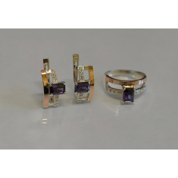 Серебряный гарнитур с золотыми напайками (028)