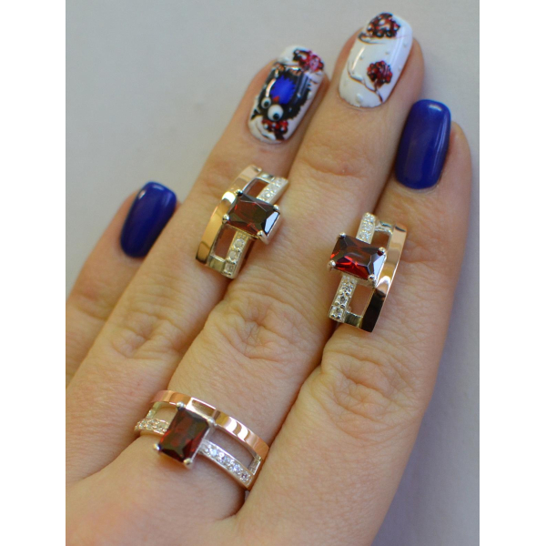 Серебряный гарнитур с золотыми напайками (028)