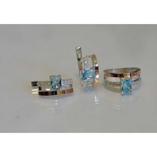 Серебряный гарнитур с золотыми напайками (028)