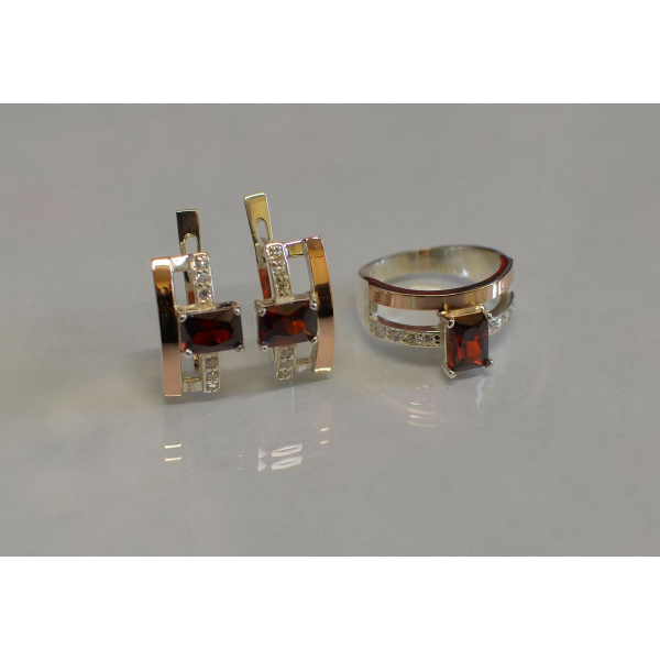 Серебряный гарнитур с золотыми напайками (028)