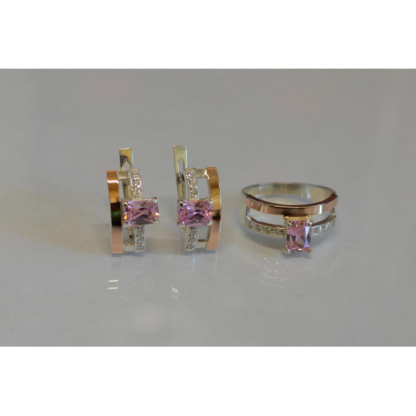 Серебряный гарнитур с золотыми напайками (028)