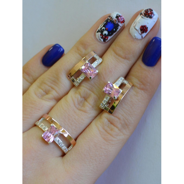 Серебряный гарнитур с золотыми напайками (028)