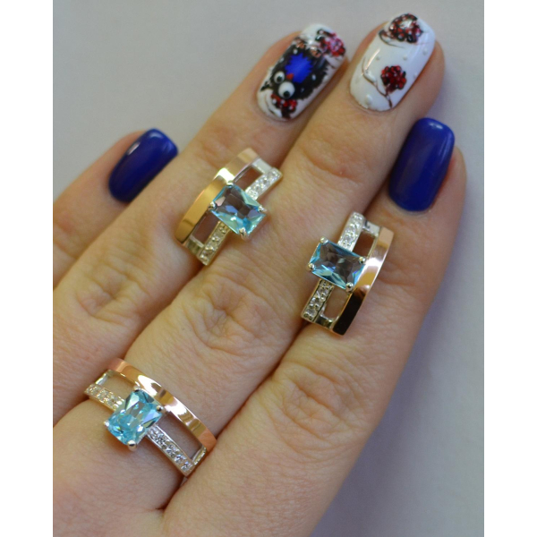 Серебряный гарнитур с золотыми напайками (028)