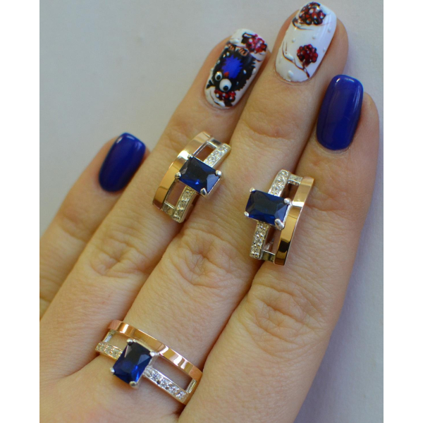 Серебряный гарнитур с золотыми напайками (028)