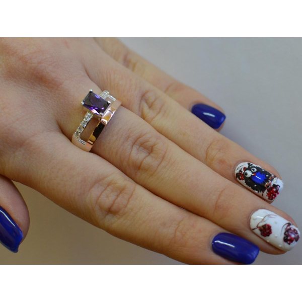 Серебряное кольцо с  накладками из золота (028к)