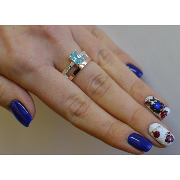 Серебряное кольцо с  накладками из золота (028к)