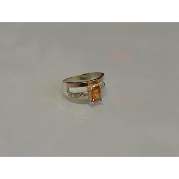 Серебряное кольцо с  накладками из золота (028к)