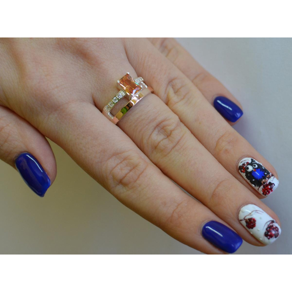 Серебряное кольцо с  накладками из золота (028к)