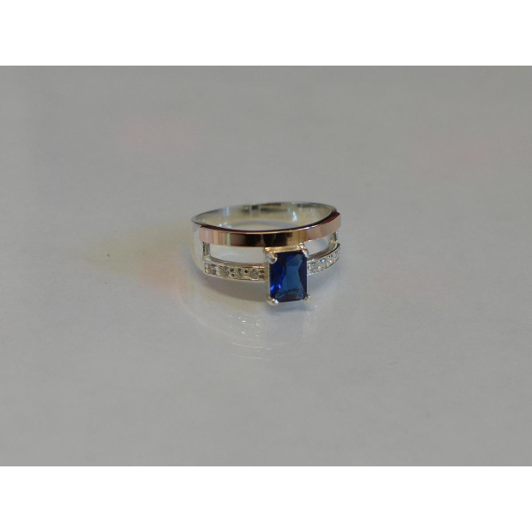 Серебряное кольцо с  накладками из золота (028к)