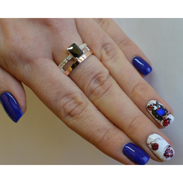 Серебряное кольцо с  накладками из золота (028к)