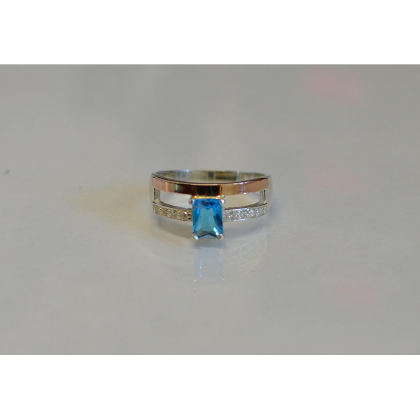 Серебряное кольцо с  накладками из золота (028к)