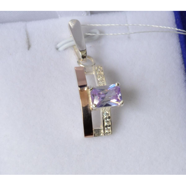 Серебряная подвеска с золотими вставками (028п)