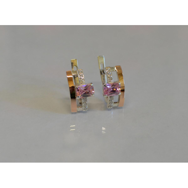 Серебряные серьги с золотыми пластинами (028с)