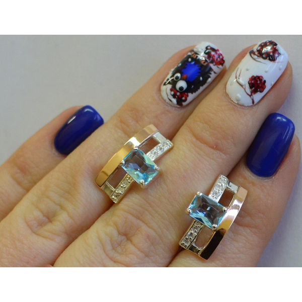 Серебряные серьги с золотыми пластинами (028с)