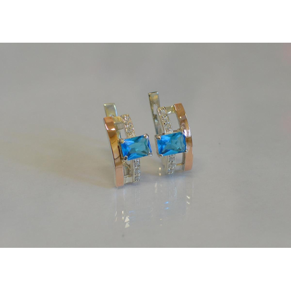 Серебряные серьги с золотыми пластинами (028с)