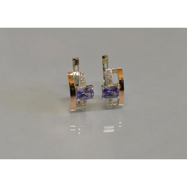 Серебряные серьги с золотыми пластинами (028с)