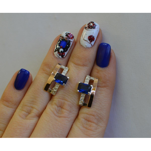 Серебряные серьги с золотыми пластинами (028с)