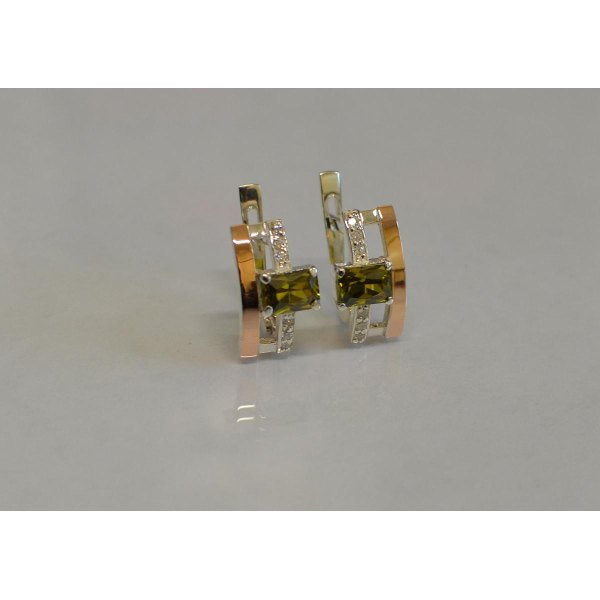 Серебряные серьги с золотыми пластинами (028с)