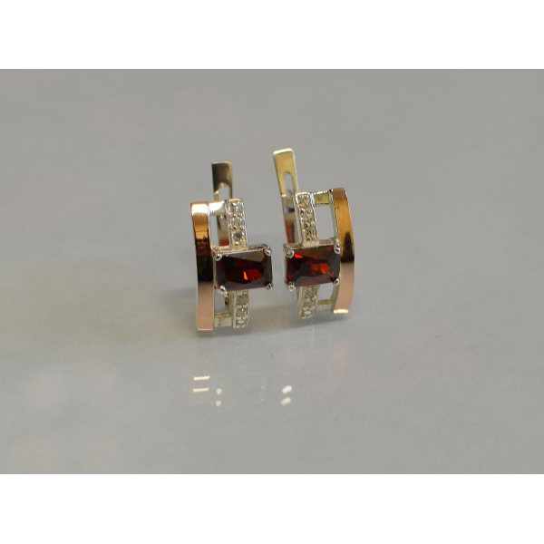 Серебряные серьги с золотыми пластинами (028с)