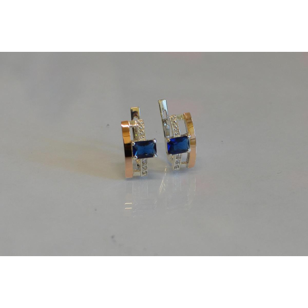 Серебряные серьги с золотыми пластинами (028с)