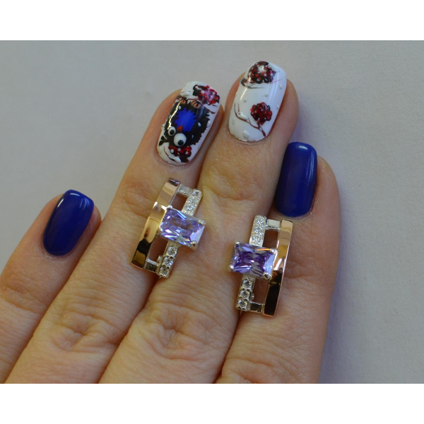 Серебряные серьги с золотыми пластинами (028с)