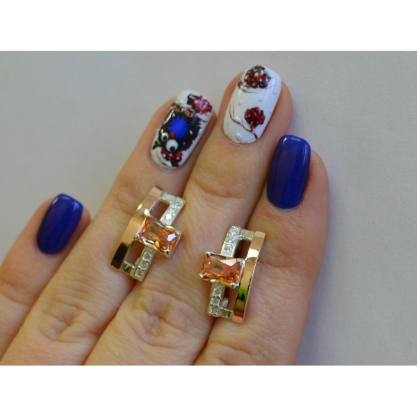 Серебряные серьги с золотыми пластинами (028с)