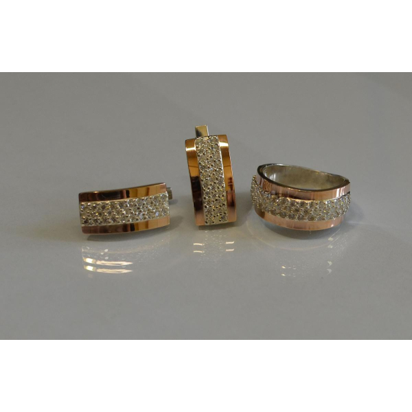 Серебряный набор с накладками из золота (029)