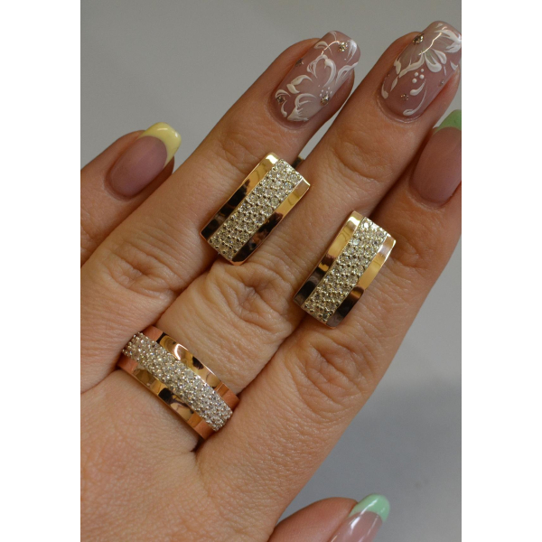 Серебряный набор с накладками из золота (029)