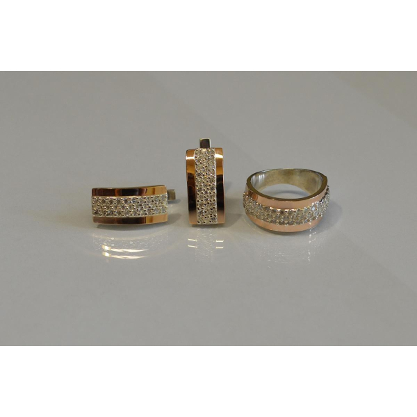 Серебряный набор с накладками из золота (029)