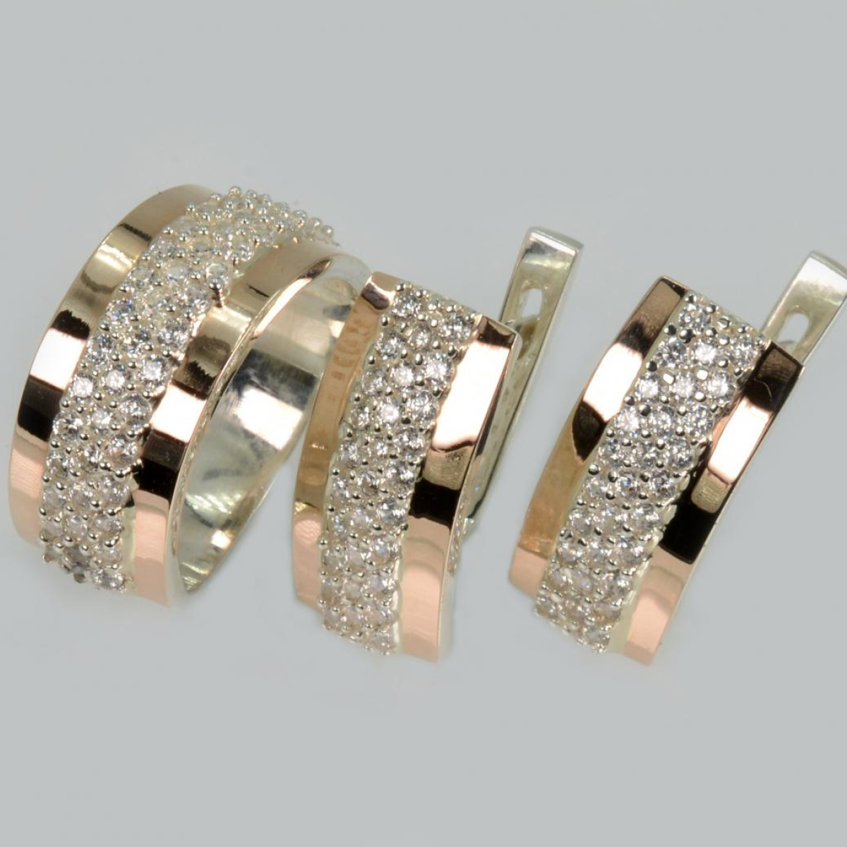 Серебряный набор с накладками из золота (029)