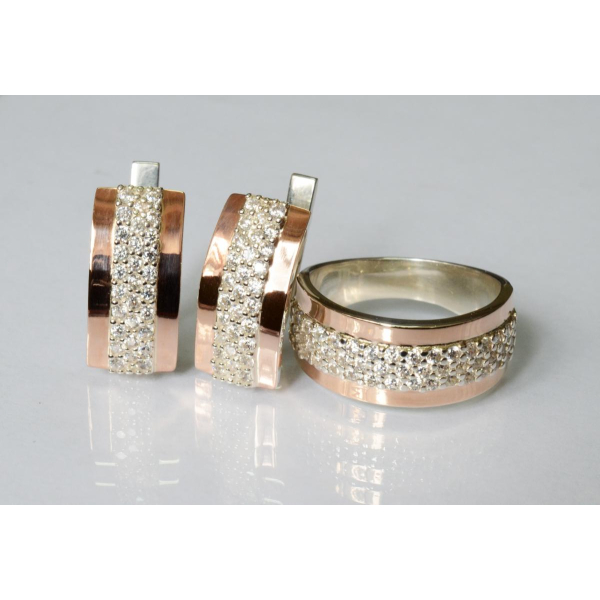 Серебряный набор с накладками из золота (029)