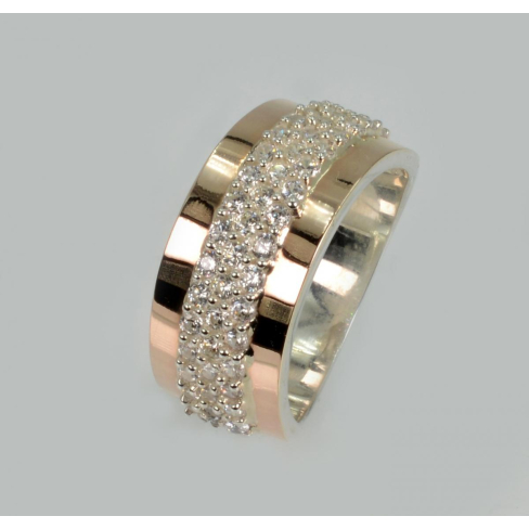 Каблучка срібна з накладками із золота