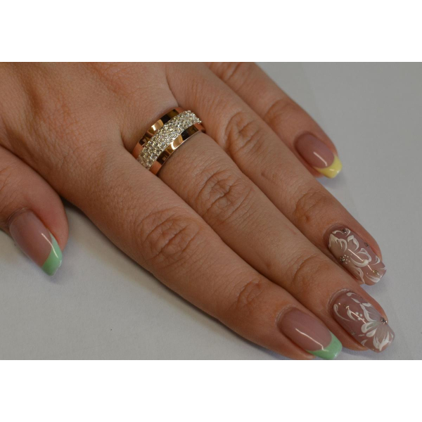 Кольцо серебряное  с накладками из золота (029к)