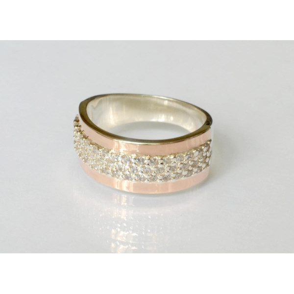 Кольцо серебряное  с накладками из золота (029к)