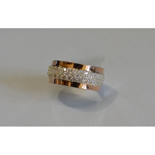 Кольцо серебряное  с накладками из золота (029к)